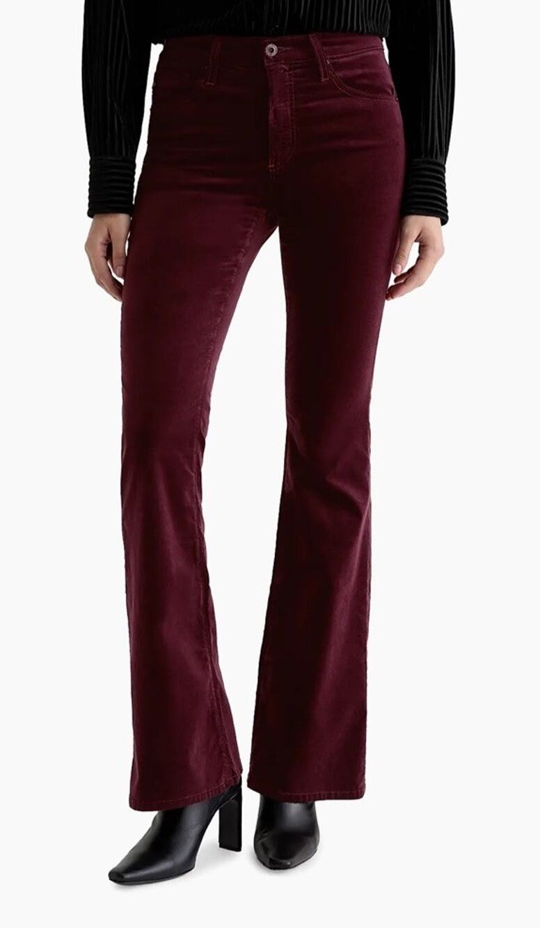 AG Farrah Boot Burgundy Velvet Pants NWT Size 26x32
